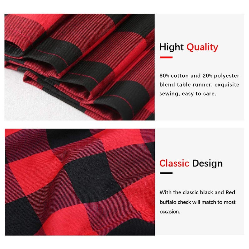 B.Cool B-COOL Buffalo Plaid Table Runner Black Red Checked Table Runner 2 Packs 13x108 Inch Christmas Holiday Plaid Table Runners Xmas Table Decorations - Image 5